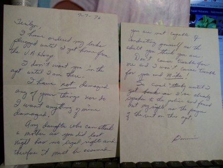 2 page letter from Mom